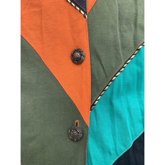 Vintage 80s American Jumpsuit Sz S Olive Green Orange‎ Shoulder Pads NWT USA - Picture 12 of 13